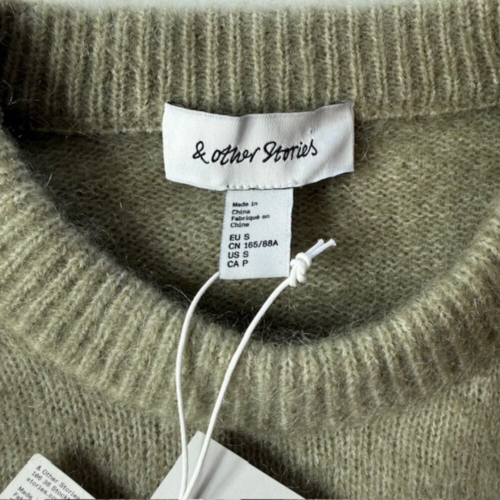 & Other Stories Mohair Wool Blend Sweater Size S Moss Green NWT Reg Retail $139 - Picture 2 of 13